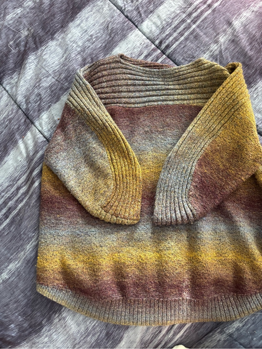 Striped Gradient Knit Sweater in Mustard and Rust